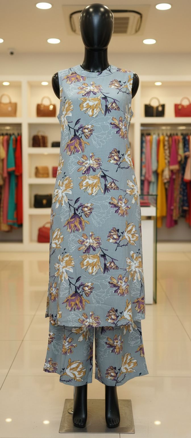 Boho Floral Co-ord Set with Wide-Leg Pants