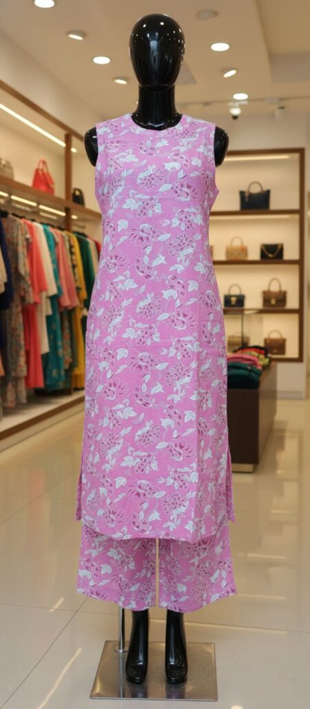 Boho Pink Co-ord Set with Wide-Leg Pants