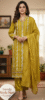 Coordinated Ethnic Suit Mustard Yellow Sets with Cotton Thread Work Embroidery and Print